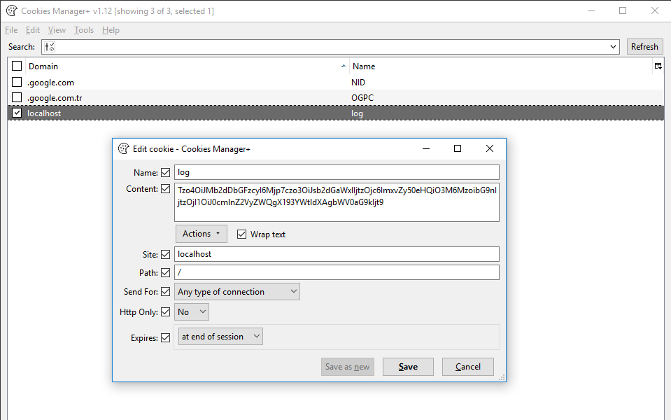 base64 ile encode edilmiş serialized verisi