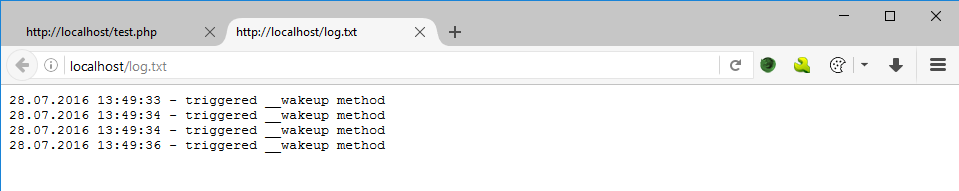 Log.txt dosyasına $log değişkeninin yazılması